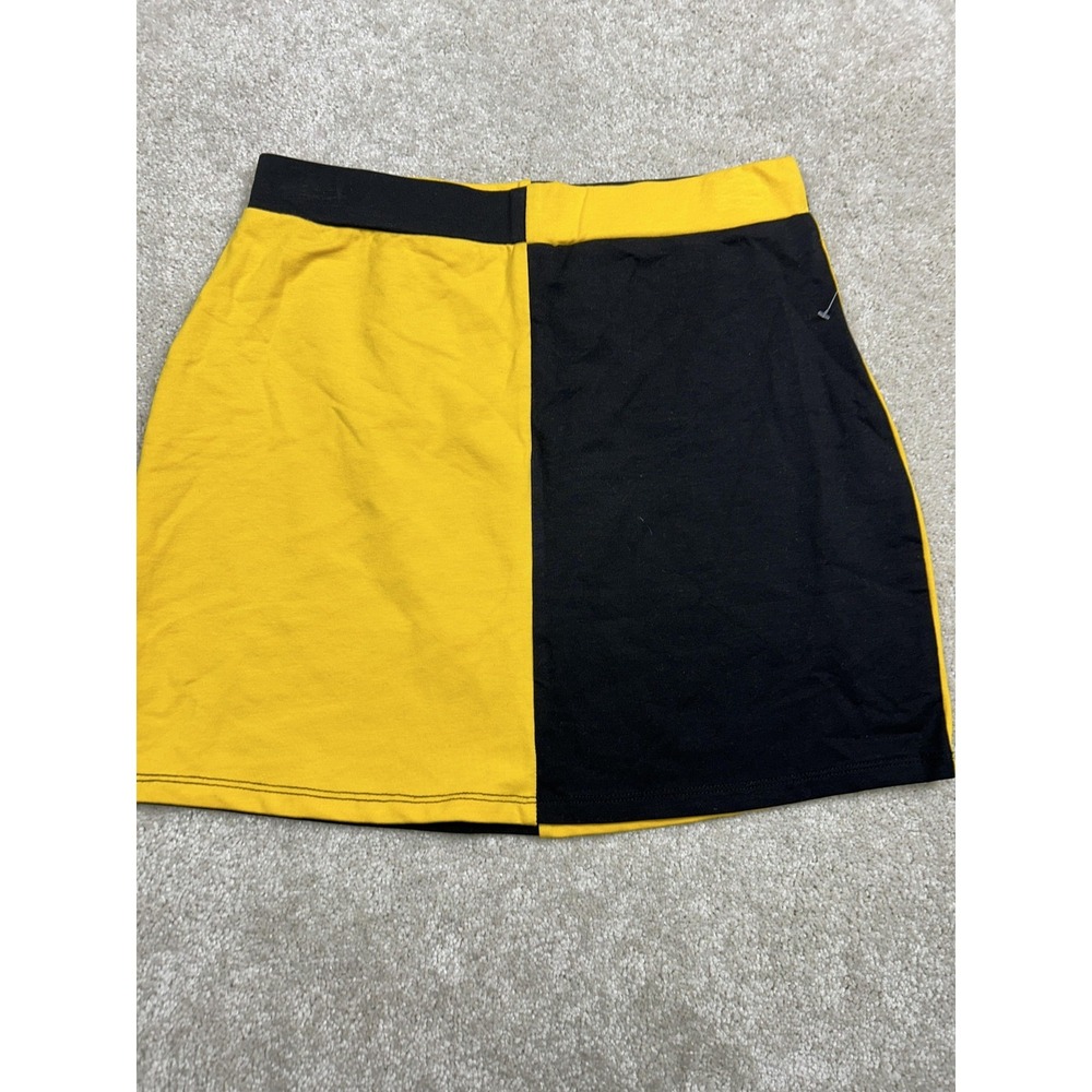 Le Lis Skirt Womens Small Yellow Black Colorblock Mini Pull On Stretch Jersey